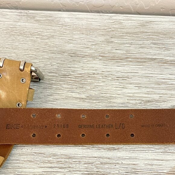 BKE Belt Large Tan Leather Silver O Links Cut Out Design - Picture 7 of 9